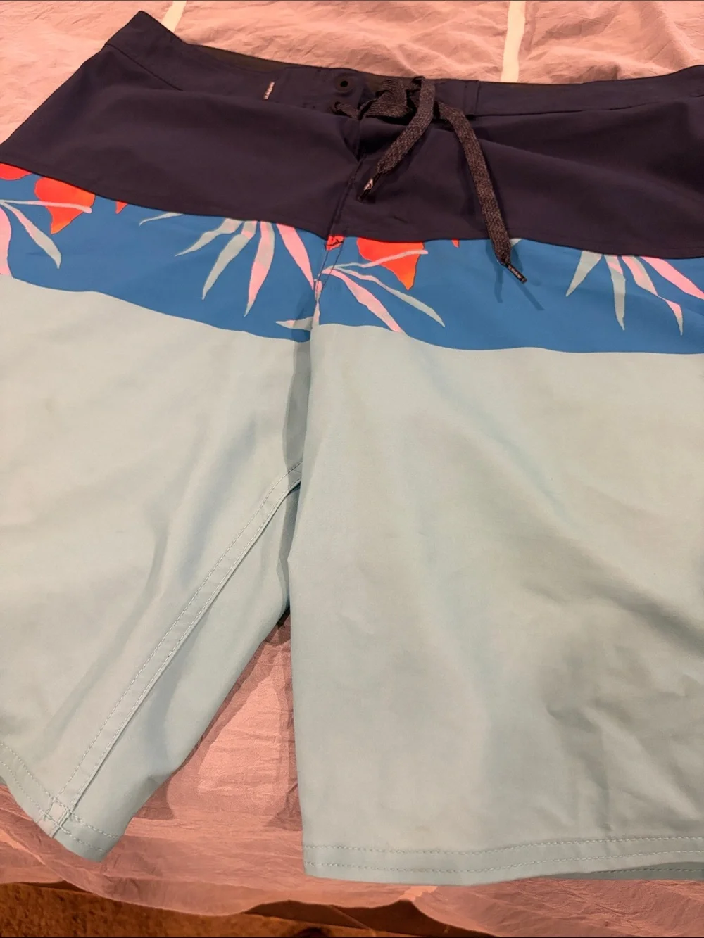 Quiksilver Navy, Light Blue & Coral Floral Boardshorts